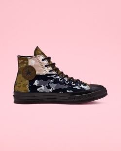 Converse Blocked Camo Chuck 70 Férfi Magasszárú Fekete/Olivazöld | CHGFEKL-HU